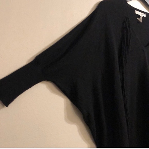 SANDRO S/M Alpaca Fringe Batwing Slouchy Black Sweater Knit EUC Sz 1 S/M - Picture 5 of 6